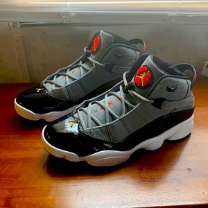 Size 12, Nike Air Jordan 6 rings, elephant grey and black